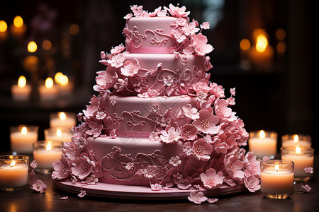 多层粉色蛋糕背景图片