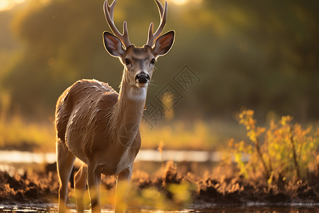 森林中站立的鹿背景图片