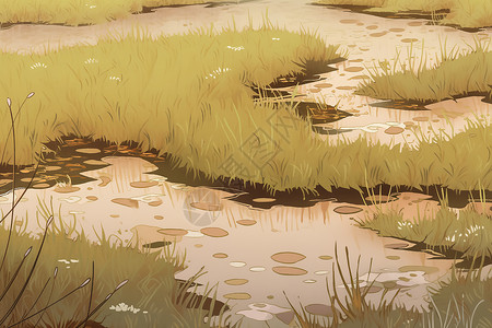 天然折耳根天然的沼泽插画