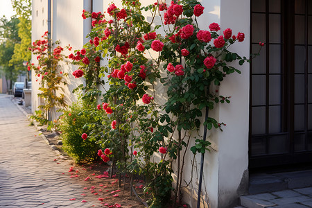 玫瑰花墙背景图片