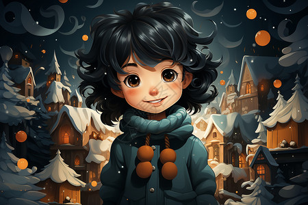 冬日里的欢乐少女背景图片