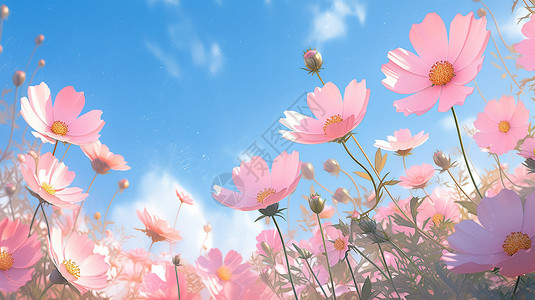 梦幻美丽的粉色花海插图背景图片