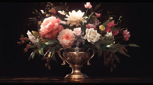 精致布置的金色花瓶背景图片