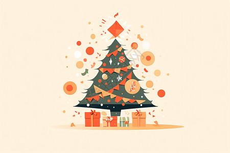 欢乐童趣的卡通圣诞树背景图片