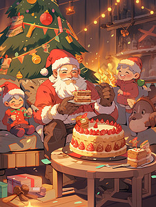 圣诞夜的欢乐画面背景图片
