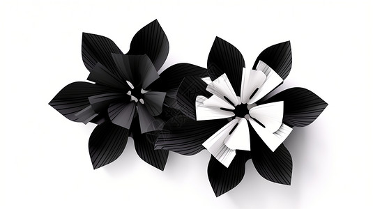 简约几何花卉3D简约的卡通花卉插画