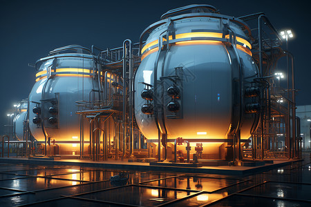 工业化工厂的巨型水氢储罐背景图片
