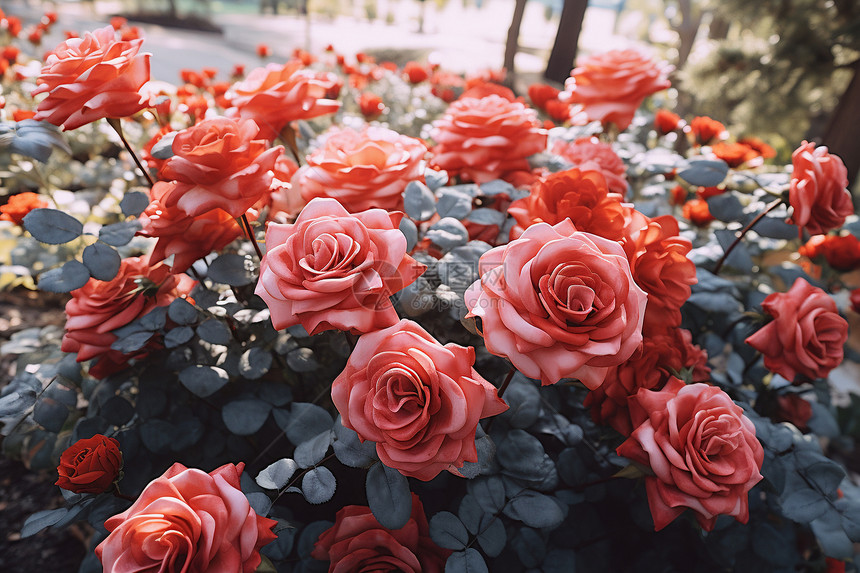 红玫瑰花海图片