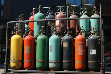 街边的液化气罐背景图片
