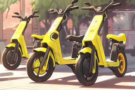 共享单车坟场城市共享电动车插画