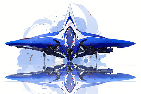 蓝色喷气飞机插画