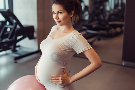 孕妇在健身房背景图片