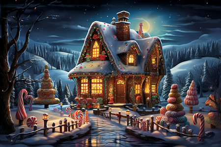 圣诞欢乐欢乐童话圣诞乐园插画