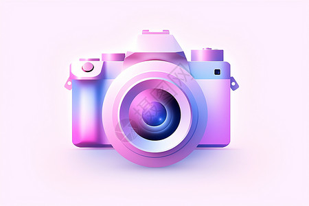 相机抽象素材紫粉色的相机插画