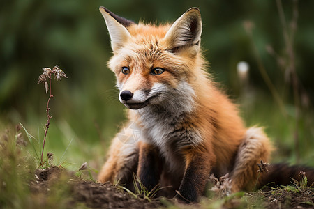 荒野中的动物狐狸背景图片