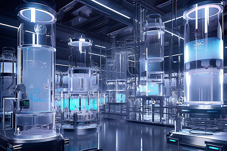 氢能充电实验室内的科技设备插画