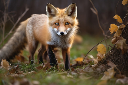 荒野中野生的狐狸背景图片