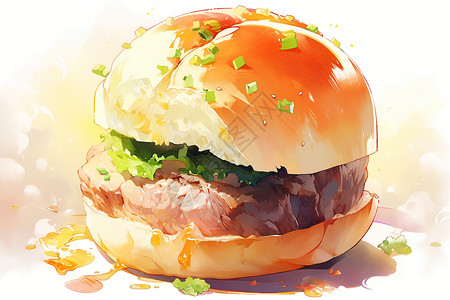 肉饼美味的汉堡插画