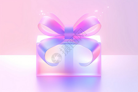 浅粉蝴蝶结丝带粉蓝色的礼盒插画