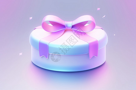 浅粉蝴蝶结丝带甜蜜的彩色礼盒插画