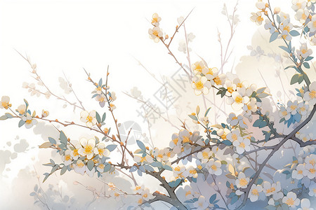温暖阳光下的梅花背景图片