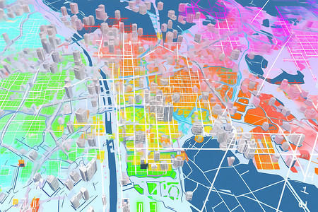 城市地图彩虹色插图高清图片