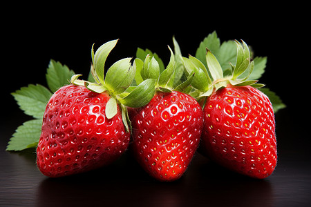 美味诱人的三颗草莓高清图片