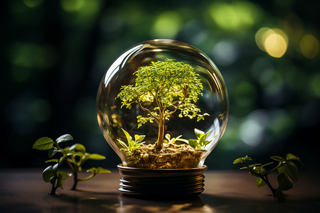 玻璃球里的小树背景图片