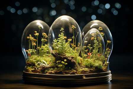 玻璃罩里的植物背景图片