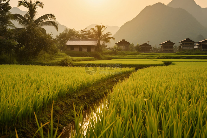 农业绿色稻田图片