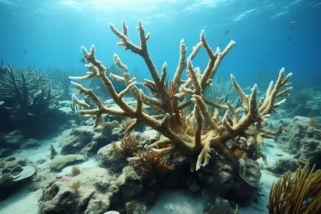 海洋里的珊瑚背景图片