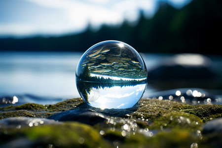 引力透镜水晶球下的奇幻世界设计图片
