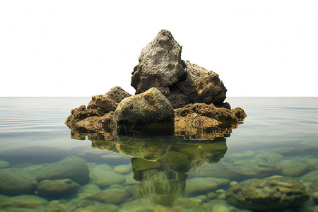 水中石头的沉思背景图片