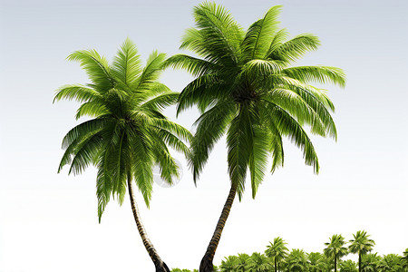田野上两棵棕榈树高清图片
