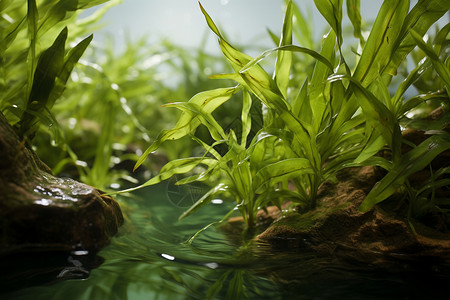 茂密的水生植物背景图片