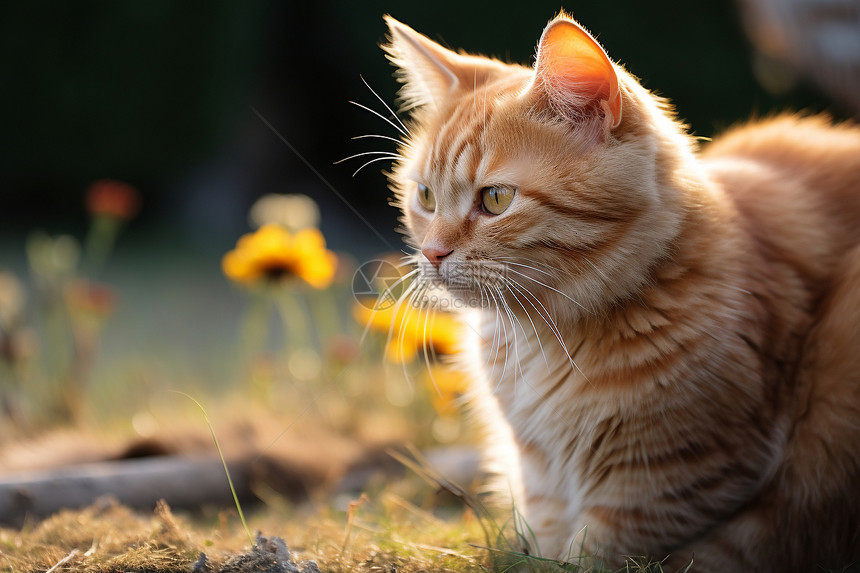 猫咪在草地上图片