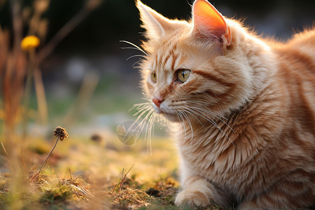 专注的猫咪背景图片