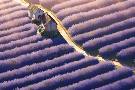 紫色浪漫的薰衣草庄园背景图片