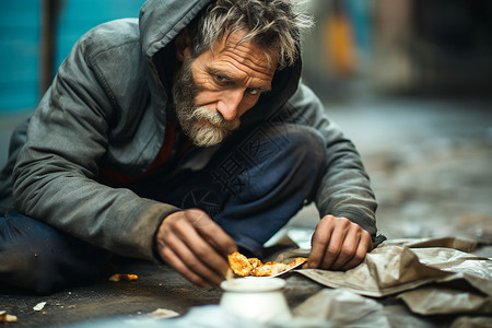 外国中年失业者的绝望饥饿背景
