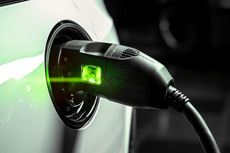 电动能源正在充电的电动汽车背景