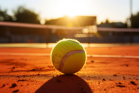 夕阳下的网球场背景图片