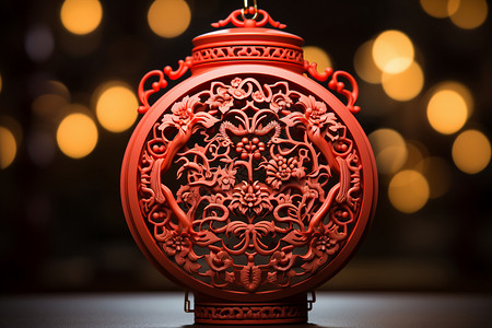 立体雕花华丽的红色灯笼背景图片