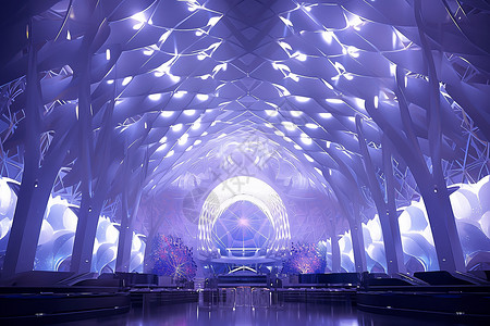未来主义的壮丽水晶宮建筑背景图片