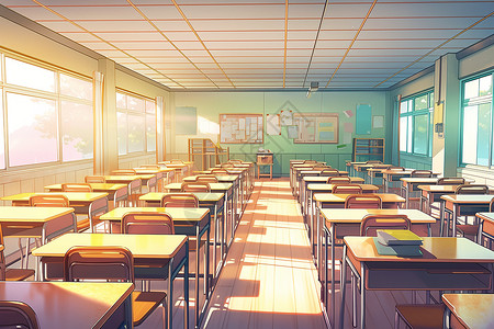 阳光明媚的教室布局插图背景图片