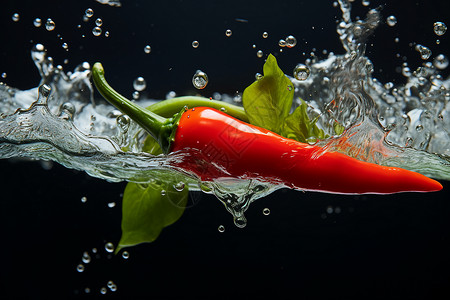 清洗的红色辣椒食材背景图片