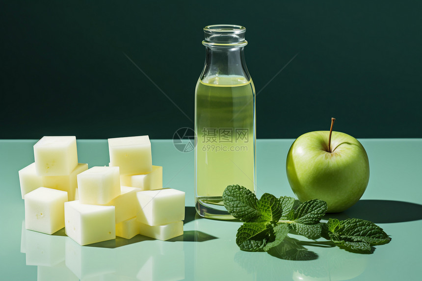 新鲜榨制的苹果汁图片