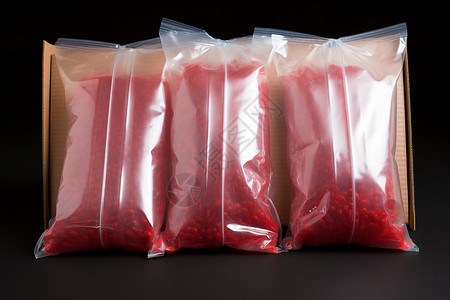 红色袋子中的塑料产品背景图片