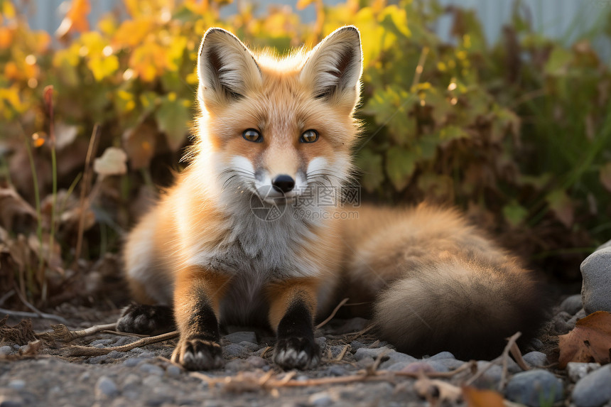 夕阳下的红狐图片