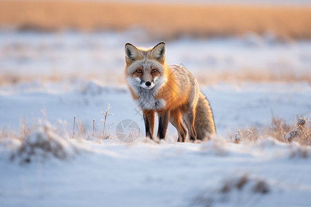 荒野里的狐狸背景图片