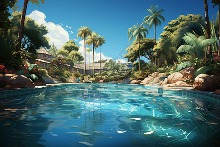 清澈池水的泳池背景图片
